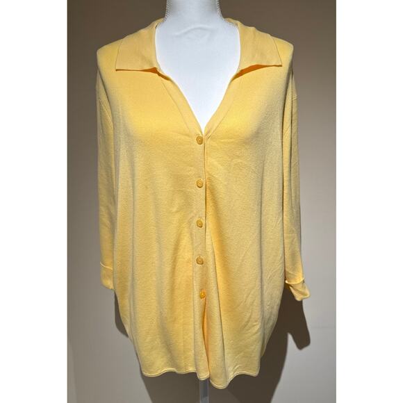 Talbots Sweaters - Talbots Yellow Cardigan 75% Corton Cardigan Size 3X NWT